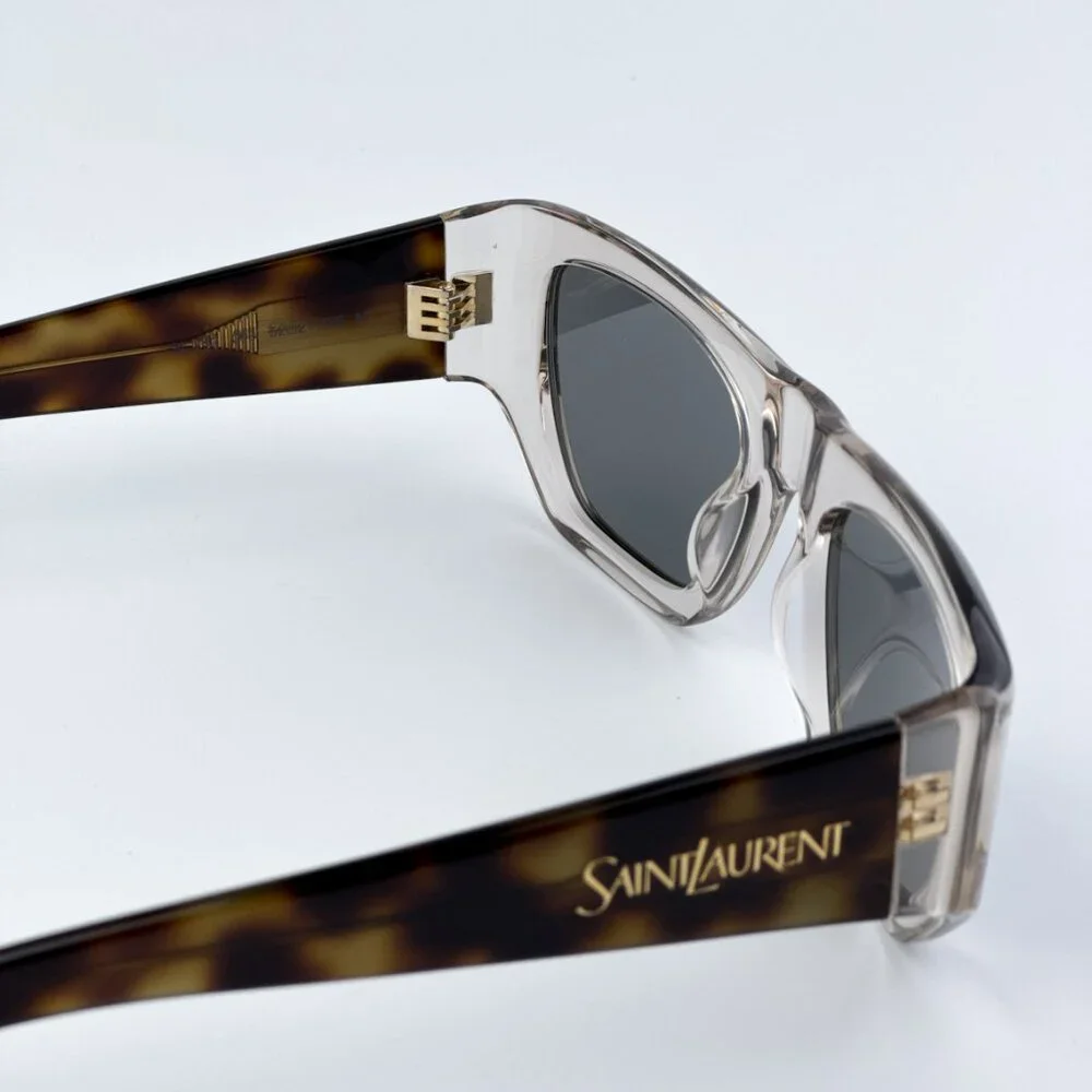 Saint Laurent SL740 003 BRAND NEW Sunglasses Beige Havana Silver Square …